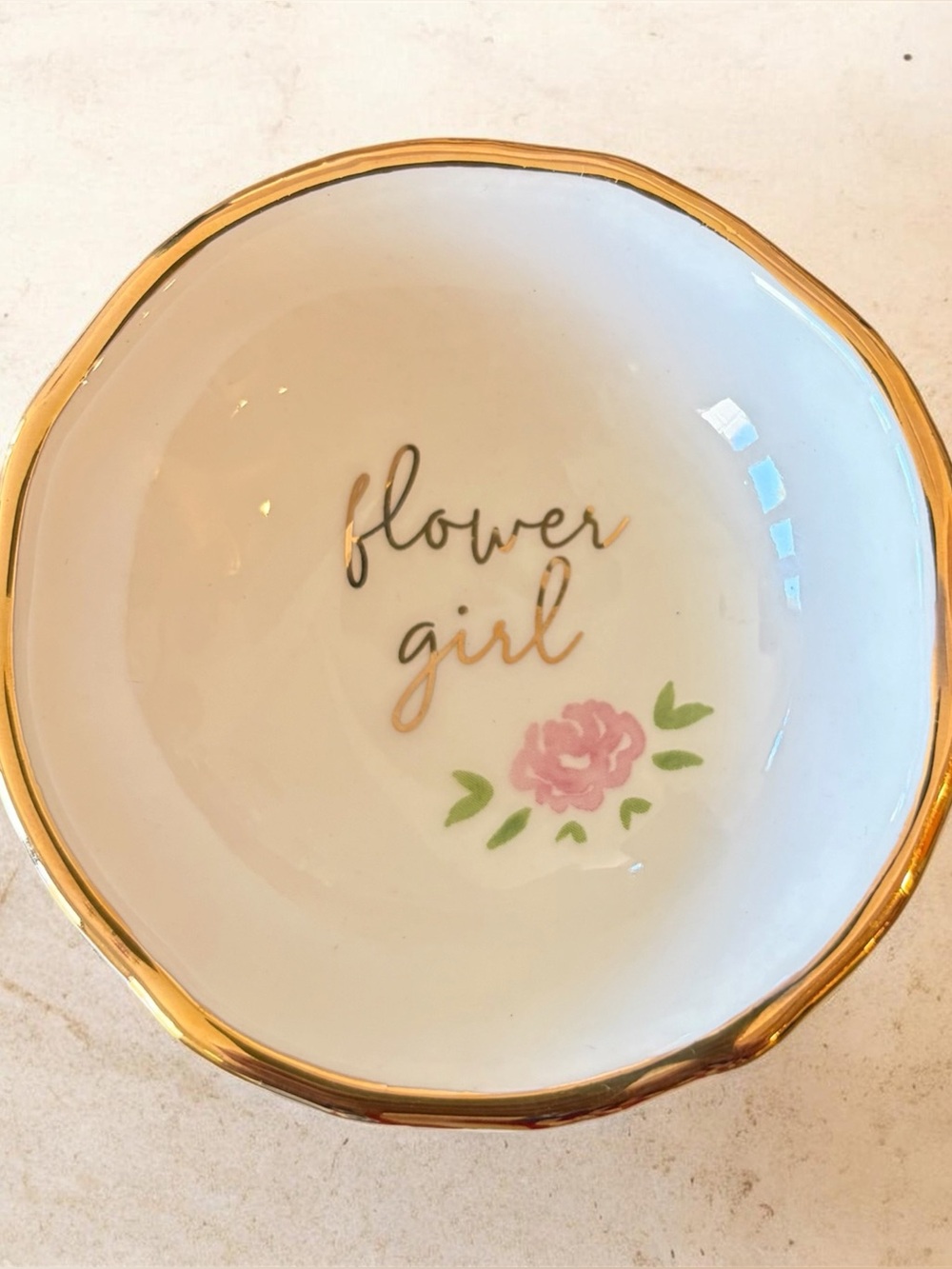 Flower Girl Gold Rim Trinket Dish